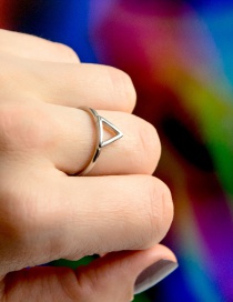 Fashion Silver Stainless Steel Geometric Triangle Openwork Thin Edge Ring