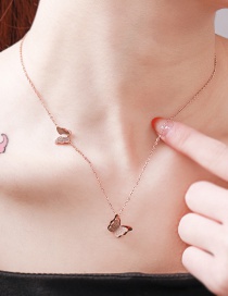 Fashion Rose Gold Titanium Steel Stainless Steel Frosted Butterfly Clavicle Chain