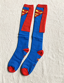 Fashion Blue Children's Stockings With Contrasting Geometric Shapes