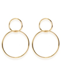 Fashion Golden Geometric Circle Metal Earrings