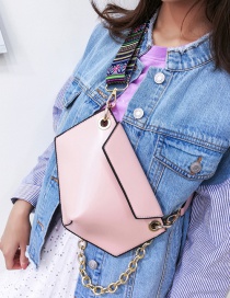 Fashion Pink Geometric Envelope Chain Diagonal Cross Clutch Bag