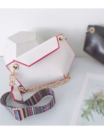 Fashion White Geometric Envelope Chain Diagonal Cross Clutch Bag