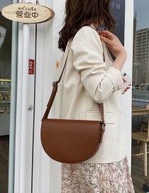 Fashion Coffee Color Shoulder Bag With Embroidered Wide Shoulder Strap