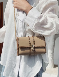 Fashion Khaki Chain Embroidered Shoulder Bag