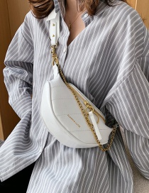 Fashion White Rhombus Embroidered Double-shoulder Shoulder Bag