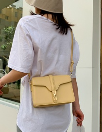 Fashion Yellow Paneled Wide Shoulder Strap Cross Buckle Shoulder Bag