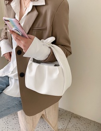 Fashion White Knotted Shoulder Strap Pleated Shoulder Bag