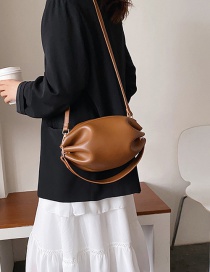 Fashion Brown Pleated Chain Shoulder Bag Crossbody Bag