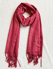 Fashion Red Knitted Tassel Scarf