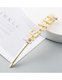 Fashion Golden Pearl Letter Alloy Clip