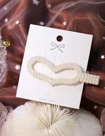 Fashion White Hand-woven String Pearl Love Hollow Hairpin