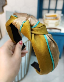 Fashion Yellow + Light Coffee Cloth Stitching Contrast Color Knotted Wide-brimmed Headband