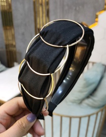 Fashion Black Metal Ring Wide-brimmed Fabric Headband