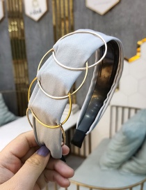 Fashion Light Grey Metal Ring Wide-brimmed Fabric Headband