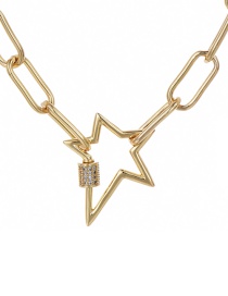Fashion Gold 60cm Copper And Zircon Pentagram Necklace