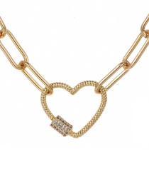Fashion Gold 60cm Copper-set Zircon Love Necklace