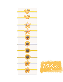 Fashion 10 Yellow Bunny Sun Flower Star Geometric Children's Hair Rope Set