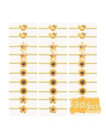 Fashion 30 Yellow Bunny Sun Flower Star Geometric Children's Hair Rope Set