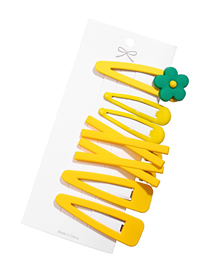 Fashion Yellow Flower Cross Geometric Hollow Hair Clip Set