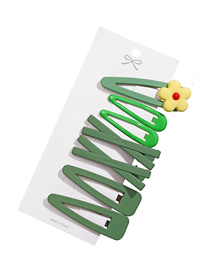 Fashion Green Flower Cross Geometric Hollow Hair Clip Set