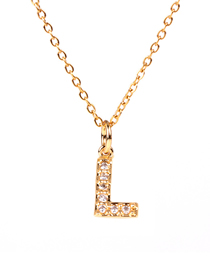 Fashion Golden L Diamond Clavicle Chain Diamond Letters Necklace