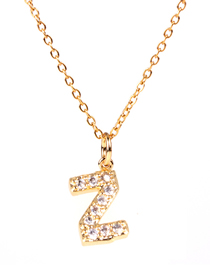 Fashion Golden Z Diamond Clavicle Chain Diamond Letters Necklace