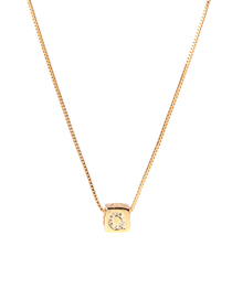 Fashion Golden Q Letter Cube Dice Zircon Clavicle Necklace