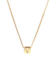 Fashion Golden V Letter Cube Dice Zircon Clavicle Necklace