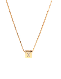 Fashion Golden X Letter Cube Dice Zircon Clavicle Necklace