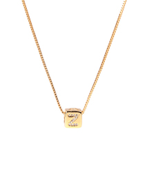 Fashion Golden Z Letter Cube Dice Zircon Clavicle Necklace