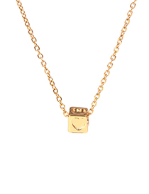 Fashion Golden Square Large Hole Bead Rubik's Cube Three-dimensional Love Necklace