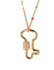 Fashion Golden Diamond Keyed Resin Hollow Alloy Necklace
