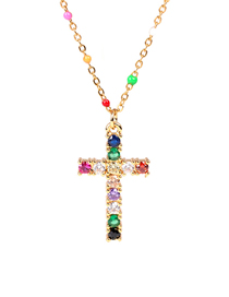 Fashion Golden Diamond Cross Stainless Steel Necklace