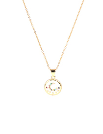 Fashion White Round Moon Alloy Necklace With Dripping Oil And Diamonds