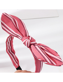 Fashion Pink Striped Contrast Color Knotted Rabbit Ear Headband