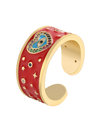 Fashion Red Dripping Oil Loving Eyes Copper Micro-set Color Zircon Open Ring