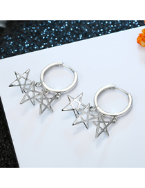 Fashion Silver Hollow Five-pointed Star Zircon Star Sequin Eye Earrings