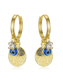 Fashion Golden Round Frosted Eyes Zircon Star Sequin Eye Earrings