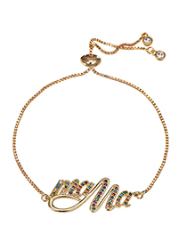 Fashion Golden Mama Bracelet With Copper Zircon Letters