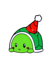 Fashion Christmas Hat Turtle Green Cartoon Animal Alloy Enamel Brooch