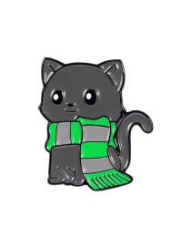 Fashion Scarf Cat Dark Gray Cartoon Animal Alloy Enamel Brooch