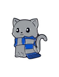 Fashion Scarf Cat Light Gray Cartoon Animal Alloy Enamel Brooch