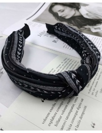 Fashion Black Double-layer Printed Fabric Dotted Knotted Headband