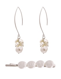 Fashion Golden Pearl Clip C-shaped Pearl Stud Earrings Set