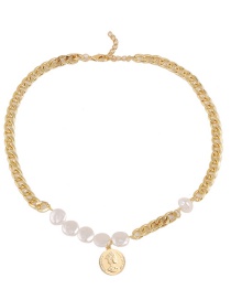 Fashion Golden Chain Pearl Coin Necklace