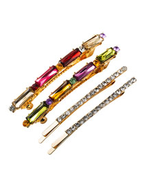 Fashion Four-piece Color Acrylic Diamond Diamond Hair Clip Set