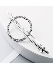 Fashion Circle Silver Diamond-shaped Geometric Hollow Alloy Hairpin