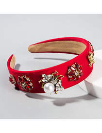 Fashion Red Bee With Pearl Rhinestone Flowers