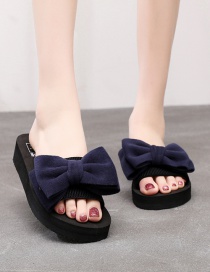 Fashion Blue Bowknot Shoes Soft Sole Non-slip Flat Drag (heel Height: Front 2 Back 3cm)