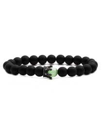 Fashion Frosted Crown (8mm) Frosted Stone Green Cat's Eye Crown Beaded Elastic Bracelet
